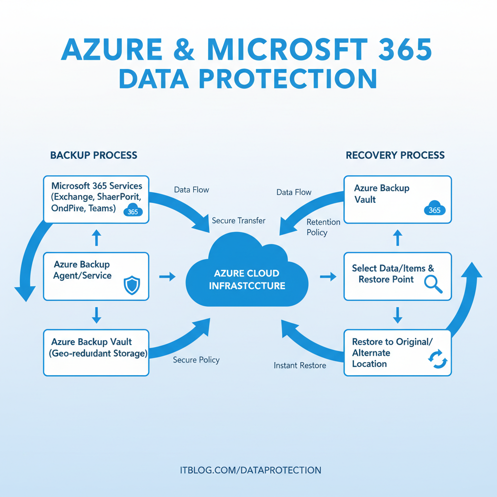 A diagram illustrating the flow of data backup and recovery processes.