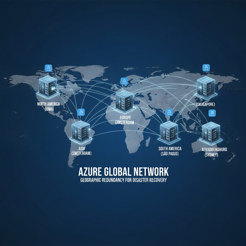Azure's global network of data centers ensures geographic redundancy for disaster recovery.