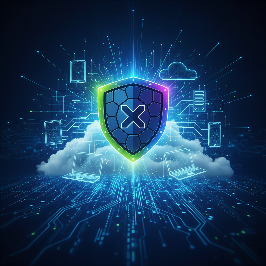 Cybersecurity shield icon protecting cloud data, representing Microsoft Defender's advanced threat protection