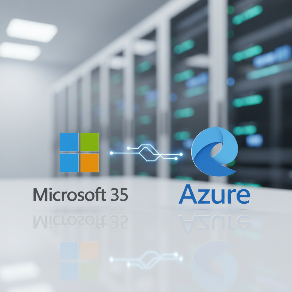 Microsoft 365 and Azure logos side by side, illustrating the integration and collaboration between the two platforms.