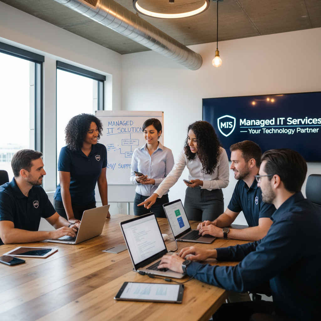 A team of IT professionals working in a modern office environment, highlighting the expertise and support provided by a Managed IT Services provider.