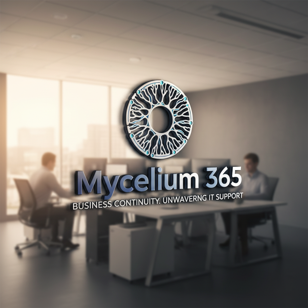 Mycelium 365 logo with a tagline emphasizing business continuity and IT support.