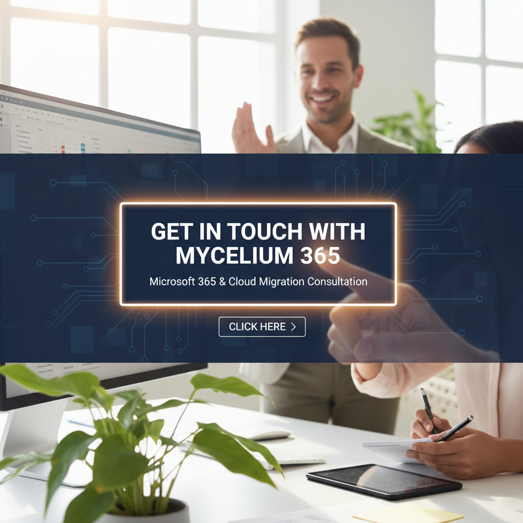 A contact form or call to action button encouraging readers to get in touch with Mycelium 365 for a consultation about their Microsoft 365 and cloud migration needs.