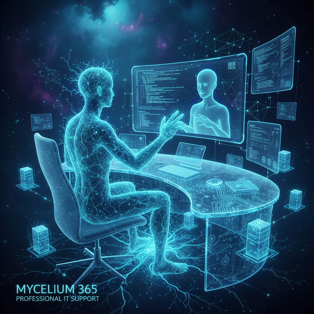 Image of a Mycelium 365 IT support engineer assisting a client remotely.