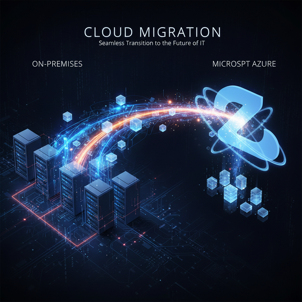 A diagram illustrating the cloud migration process, from on-premises infrastructure to the Microsoft 365 cloud