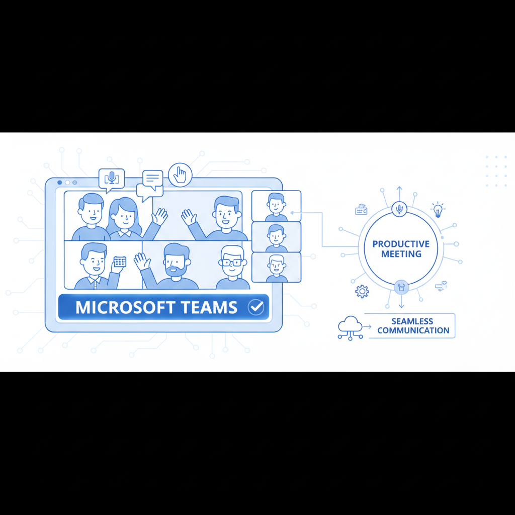 A team collaborating on a Microsoft Teams call, showcasing the platform's communication features. The meeting is productive and engaging.