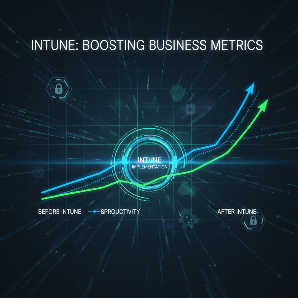 Graph showing increase in productivity and security after Intune implementation