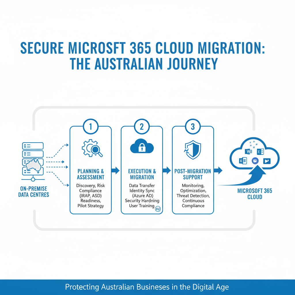 Diagram illustrating a secure Office 365 migration process