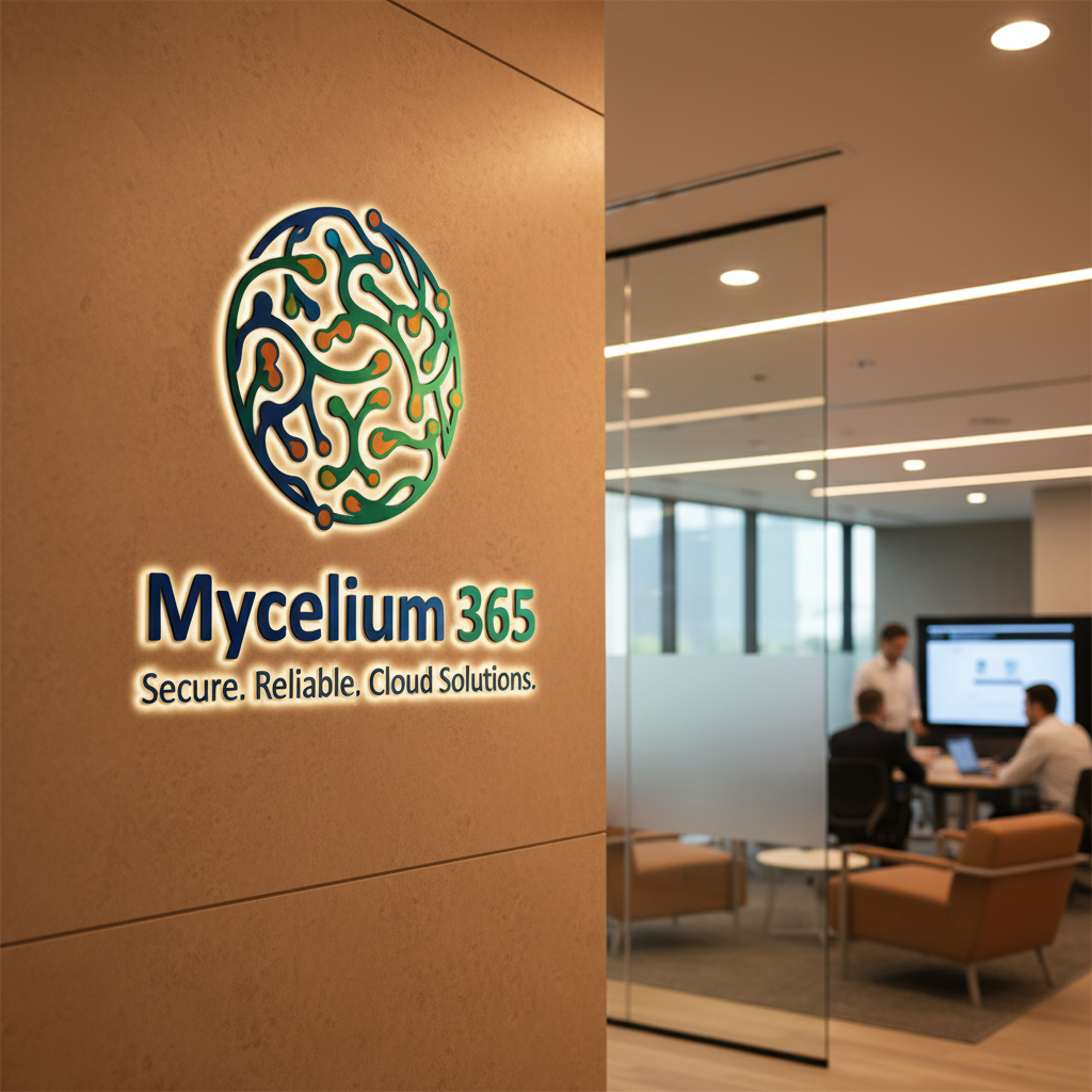 The Mycelium 365 logo with a tagline emphasizing secure and reliable cloud solutions.
