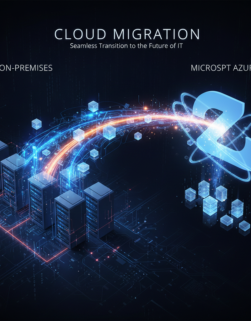 A diagram illustrating the cloud migration process, from on-premises infrastructure to the Microsoft 365 cloud