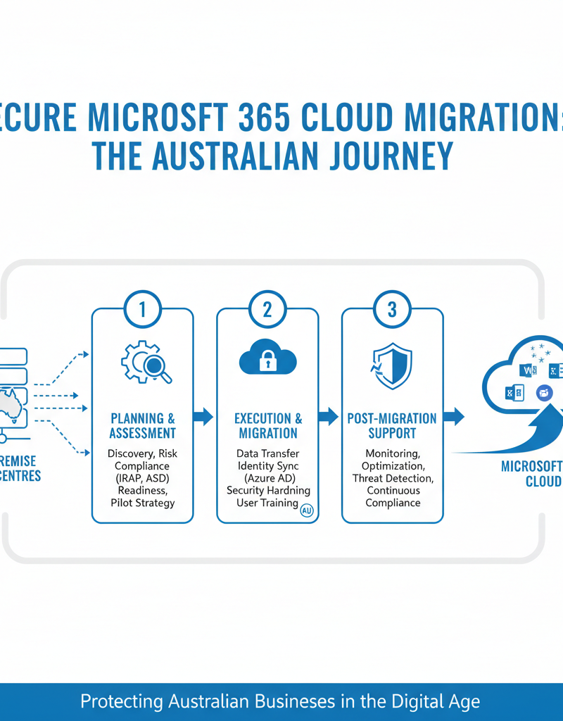 Diagram illustrating a secure Office 365 migration process