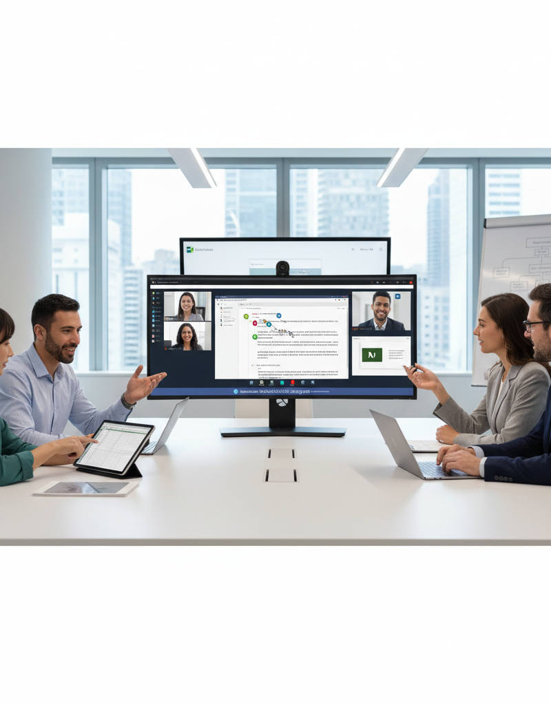 A team collaborating on a document within Microsoft Teams, showcasing the seamless integration of Microsoft 365 applications.